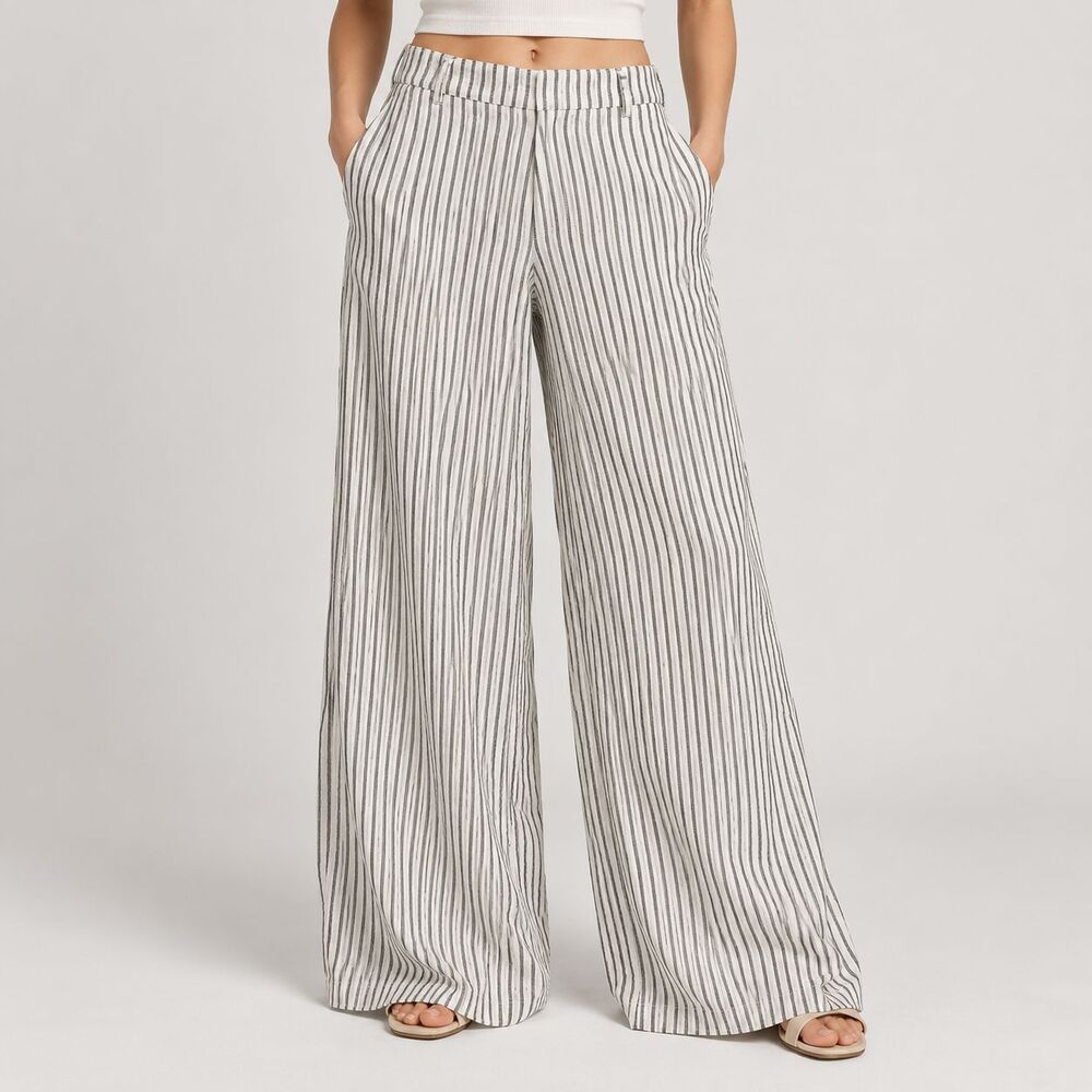 American Eagle women’s M striped wide leg lounge palazzo pants belt loops